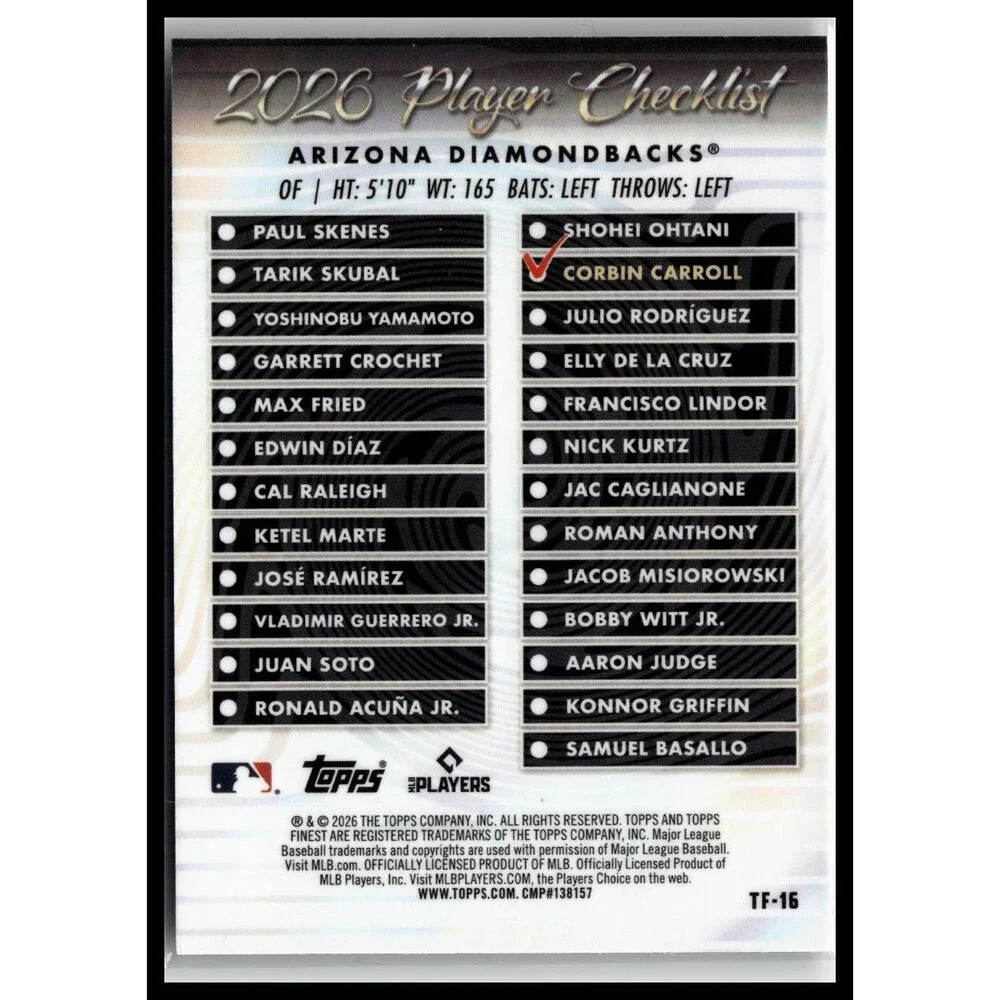 Topps 2026 Finest } Corbin Carroll Topps Team Finest